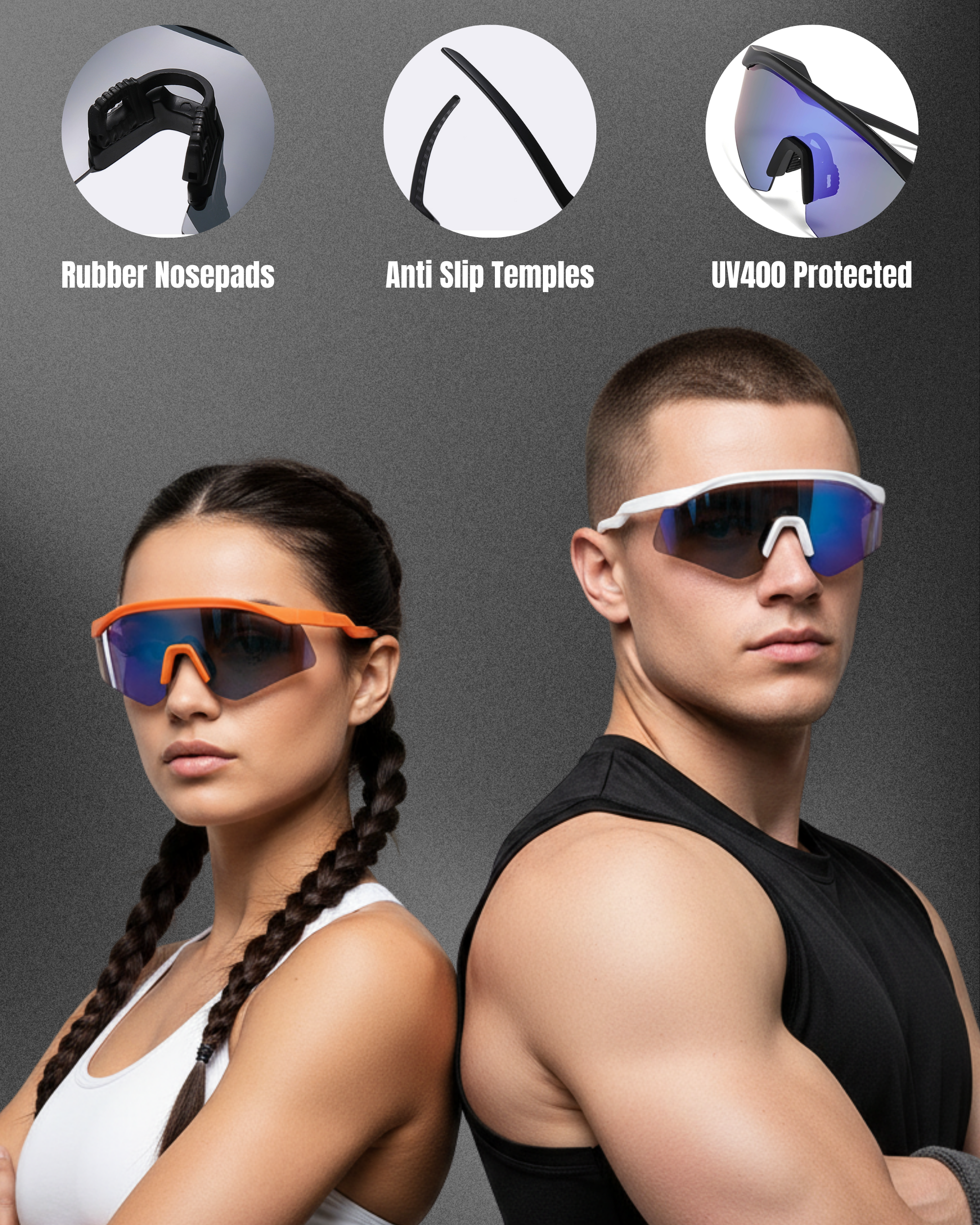 Xplorer Half-Rim Sports Sunglasses - Orange Blue