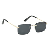 HautRim Series Rimless Rectangle Sunglasses - Gold Frame Grey Lens