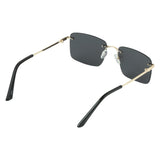 HautRim Series Rimless Rectangle Sunglasses - Gold Frame Grey Lens