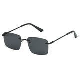 HautRim Series Rimless Rectangle Sunglasses - Black