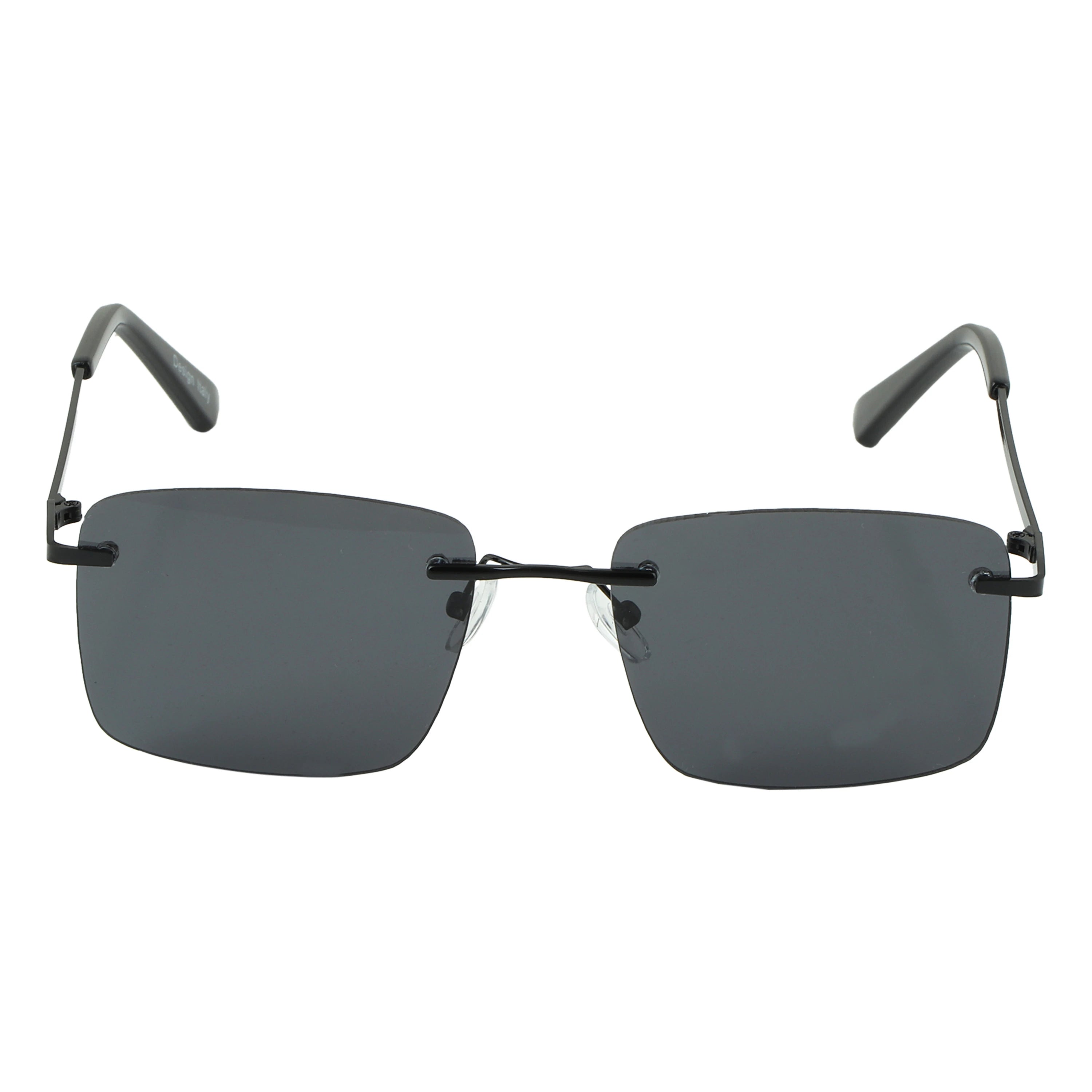 HautRim Series Rimless Rectangle Sunglasses - Black