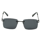 HautRim Series Rimless Rectangle Sunglasses - Black