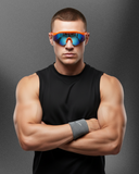 Xplorer Half-Rim Sports Sunglasses - Orange Blue