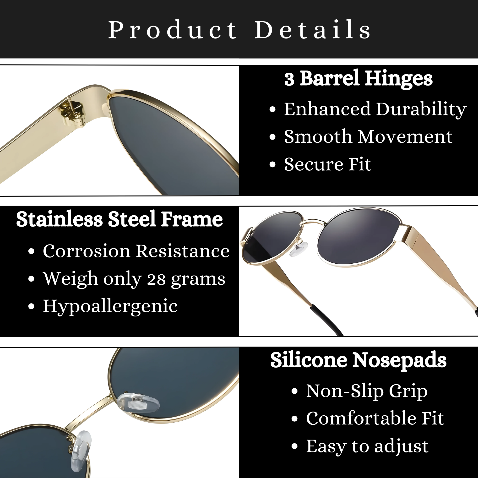 essntl Series Retro Oval Sunglasses For Women & Men - Gold Grey