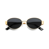 essntl Series Retro Oval Sunglasses For Women & Men - Gold Grey