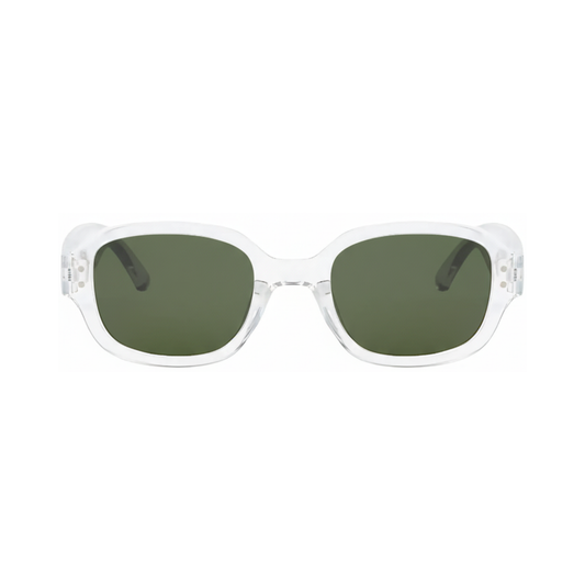 Dotted Series Retro Y2K Rectangle Polarized Sunglasses - Transparent Green