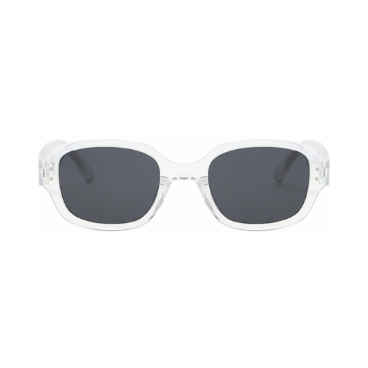 Dotted Series Retro Y2K Rectangle Polarized Sunglasses - Transparent Grey