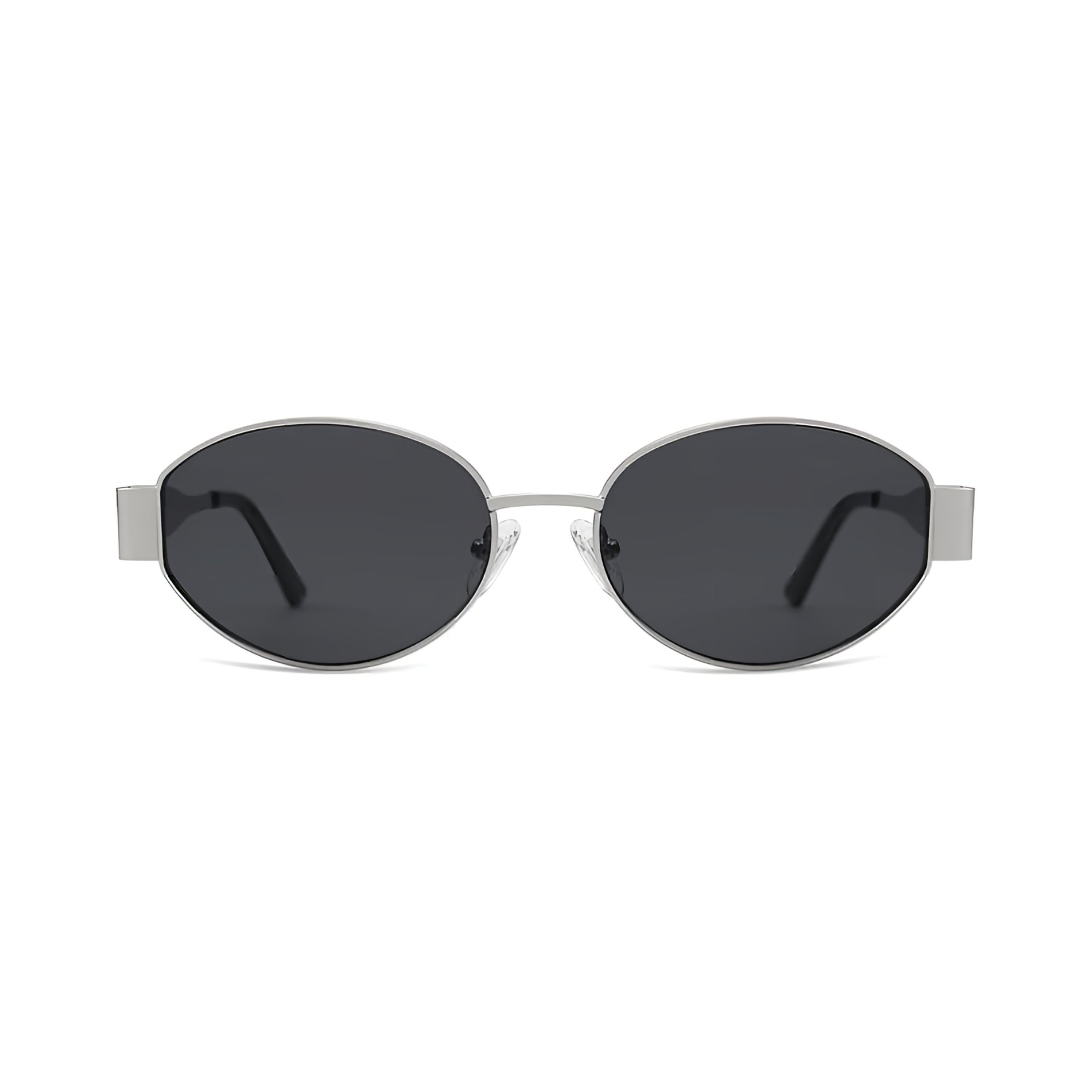 essntl Series Retro Oval Sunglasses For Women & Men - Silver Grey