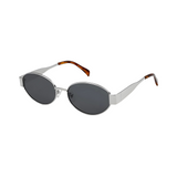 essntl Series Retro Oval Sunglasses For Women & Men - Silver Grey