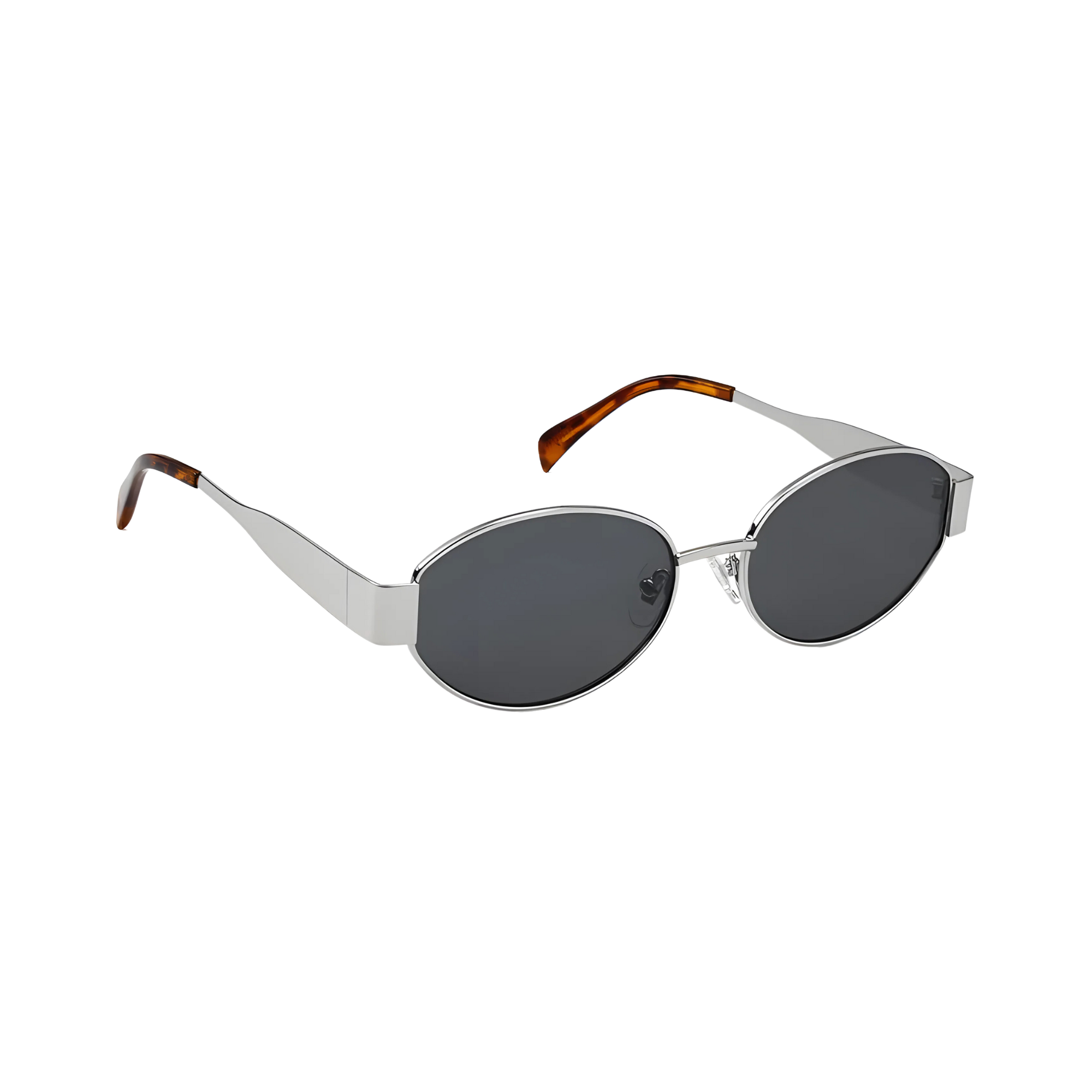 essntl Series Retro Oval Sunglasses For Women & Men - Silver Grey