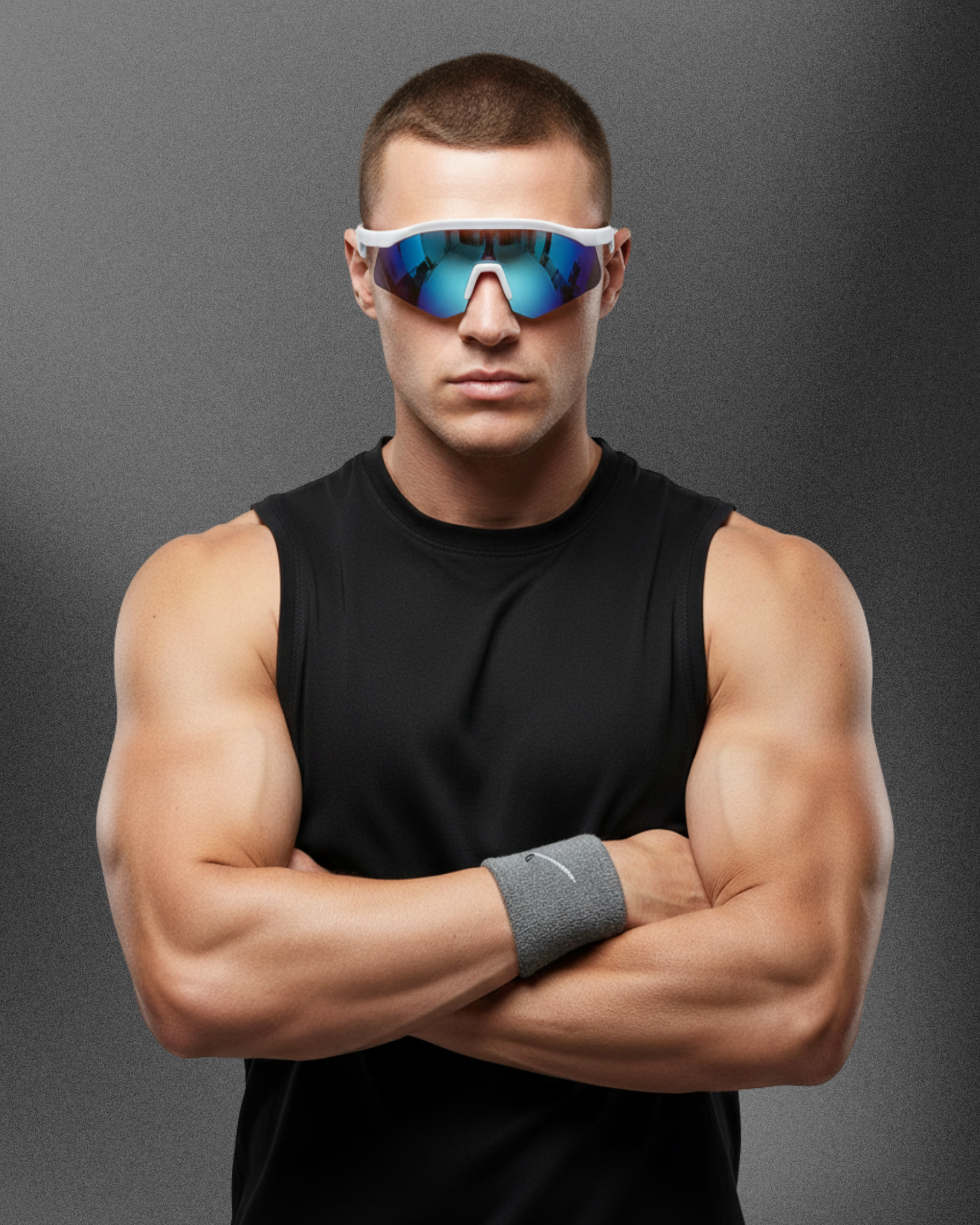 Xplorer Half-Rim Sports Sunglasses - White Blue