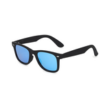 Klassic Series Polarized Wayfarer Sunglasses For Men & Women - (Matte Black Frame Blue Mirrored Lenses)