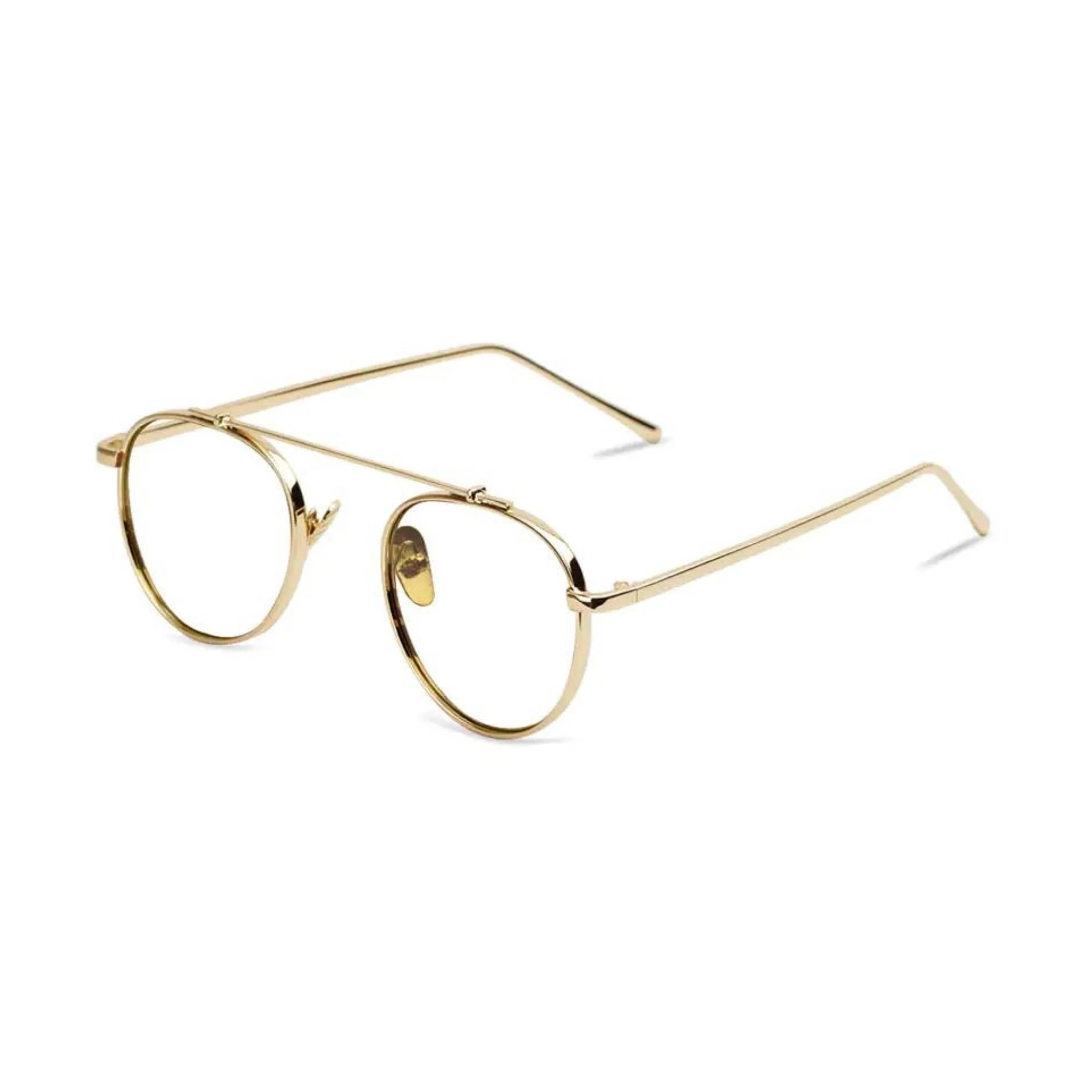 DISC Series Metal Frame Round Sunglasses - Gold Clear