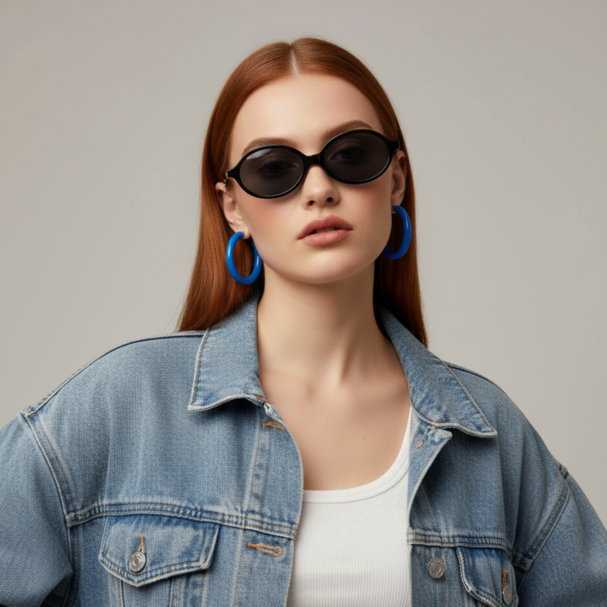 essntl series Retro Vintage 90s Oval Sunglasses For Men & Women - Black