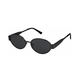 essntl Series Retro Oval Sunglasses For Women & Men - Matte Black Frame Grey Lenses