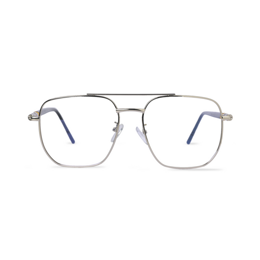 essntl Series Zero Power Blue Light Filter Lenses, Anti Glare Computer Glasses | Photochromic Lenses & 100% UV400 Protected (Silver)