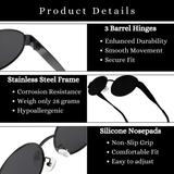 essntl Series Retro Oval Sunglasses For Women & Men - Matte Black Frame Grey Lenses