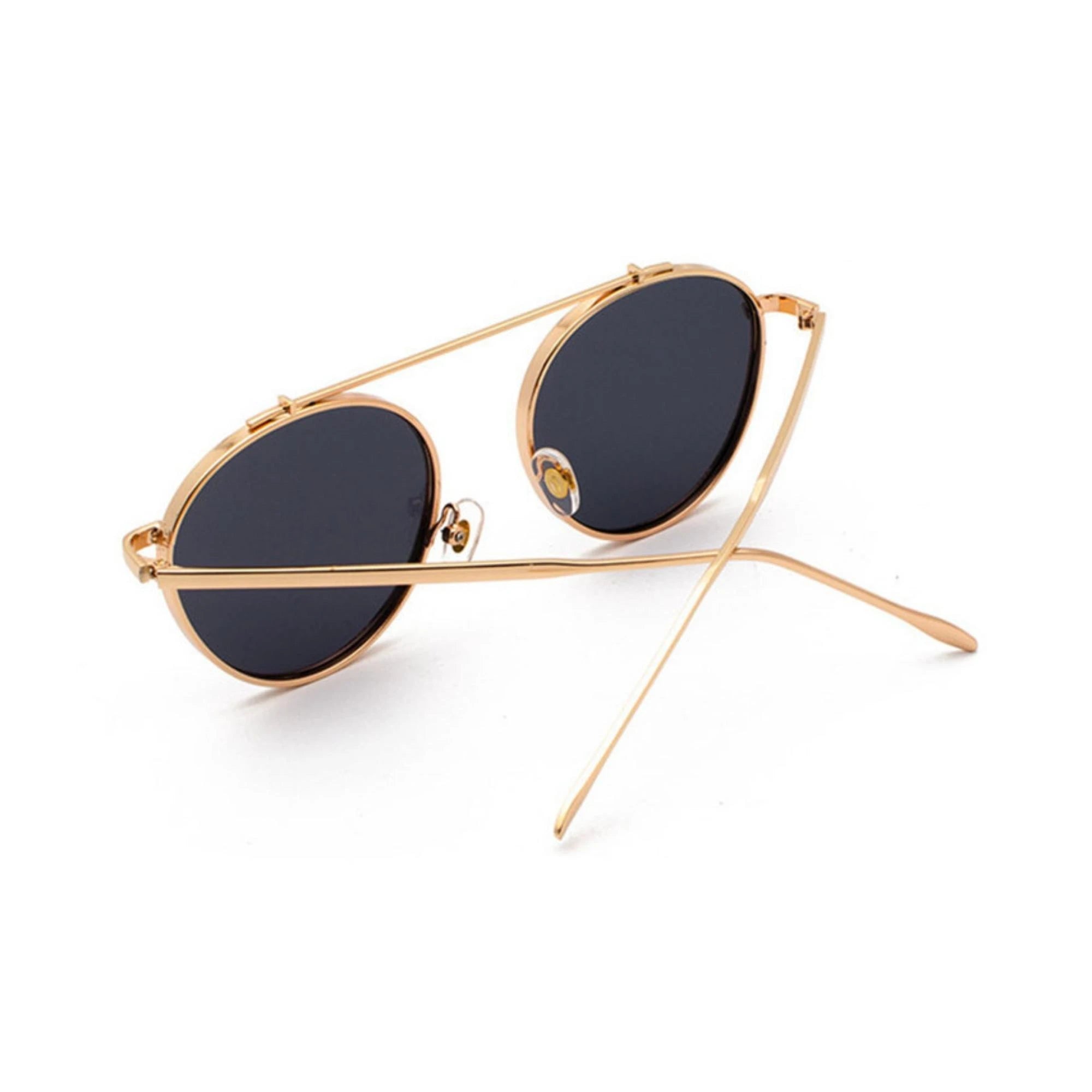 DISC Series Metal Frame Round Sunglasses - Gold Black