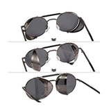 DISC Series Steampunk Side Shield Round Sunglasses - Black
