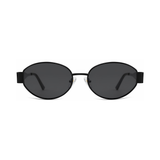 essntl Series Retro Oval Sunglasses For Women & Men - Matte Black Frame Grey Lenses