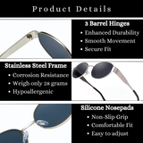 essntl Series Retro Oval Sunglasses For Women & Men - Silver Grey