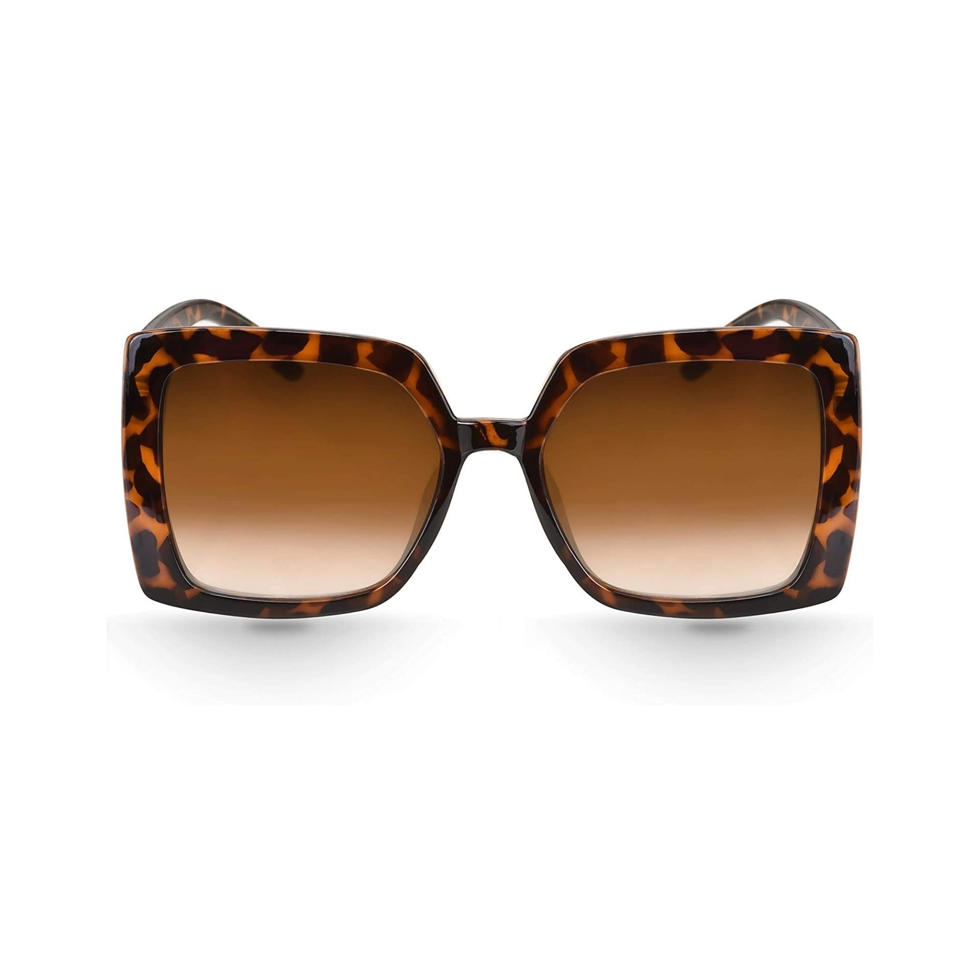 Royal Series Oversized Square Sunglasses For Women - Leopard Print