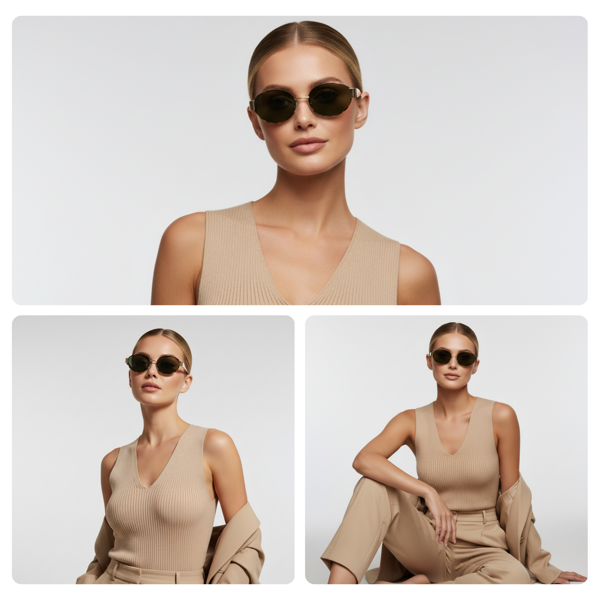 essntl Series Retro Oval 90s Sunglasses For Men & Women Wild Edit - Wild Fern