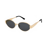 essntl Series Retro Oval Sunglasses For Women & Men - Gold Grey