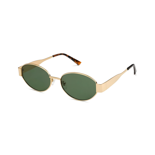 essntl Series Retro Oval Sunglasses For Women & Men - Gold Green