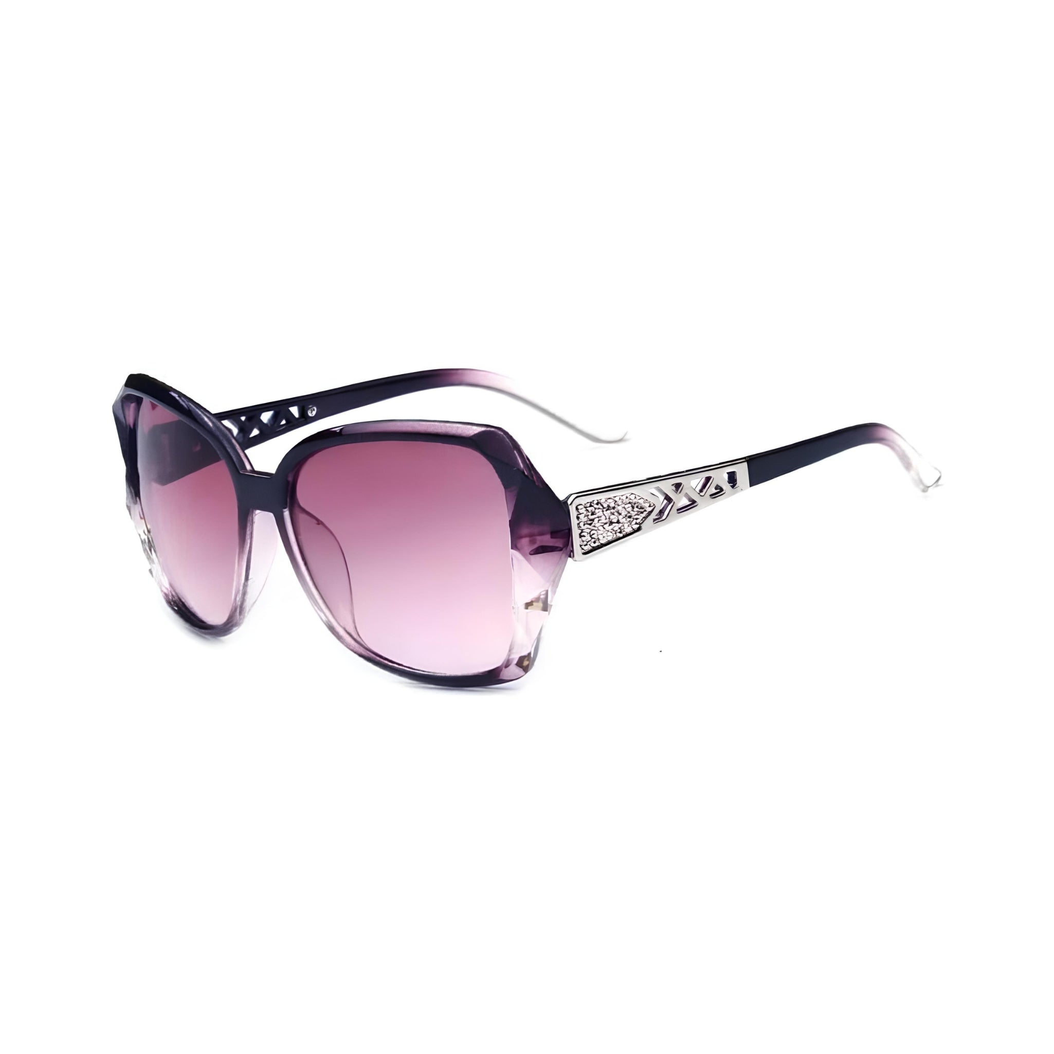 Royal Series Oval Oversized Sunglasses For Women - Purple