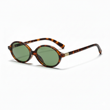 essntl series Retro Vintage 90s Oval Sunglasses For Men & Women - Leopard Green