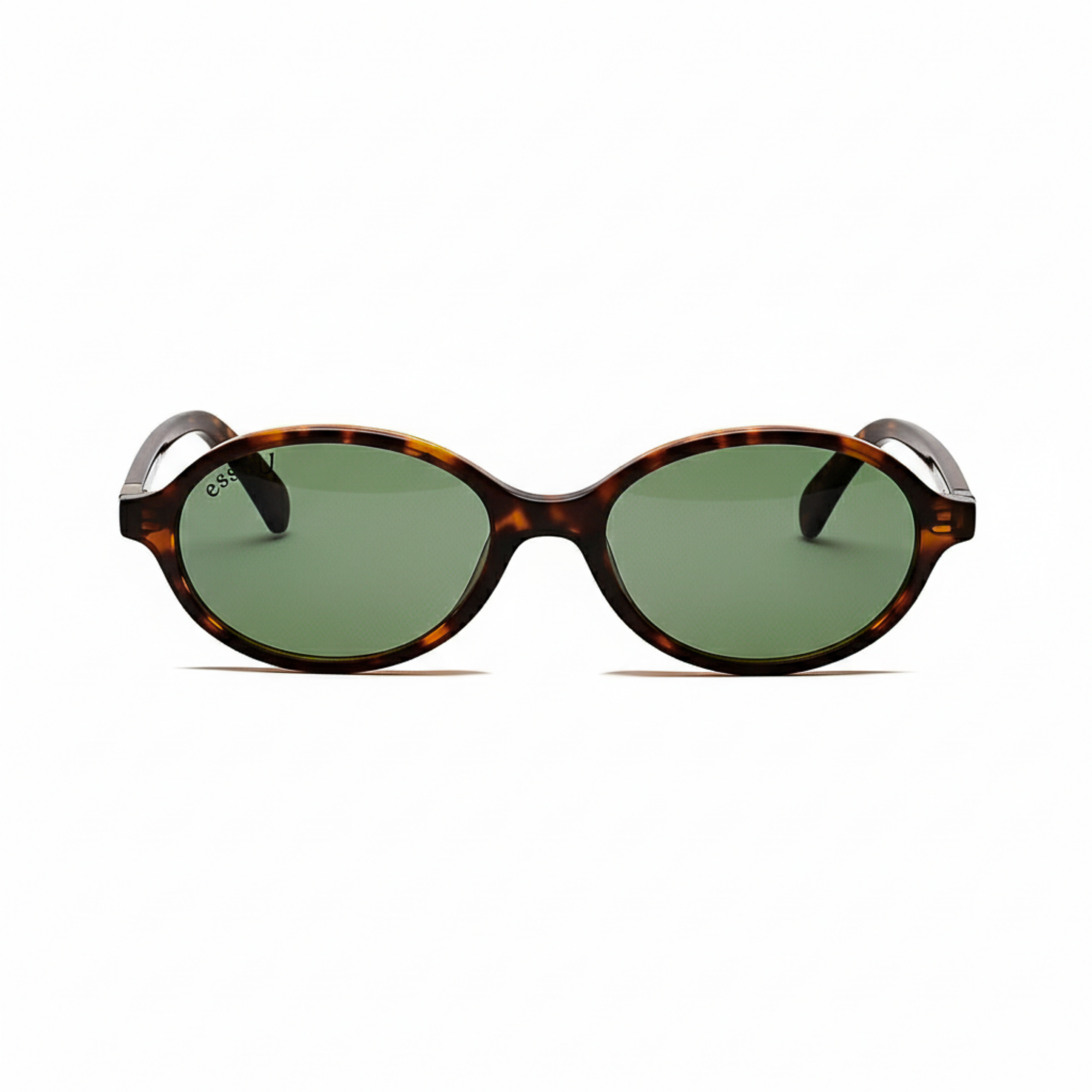 essntl series Retro Vintage 90s Oval Sunglasses For Men & Women - Leopard Green