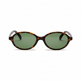 essntl series Retro Vintage 90s Oval Sunglasses For Men & Women - Leopard Green