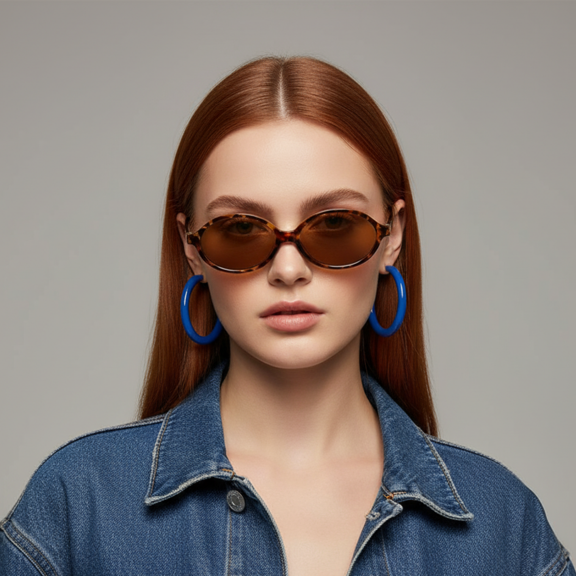 essntl series Retro Vintage 90s Oval Sunglasses For Men & Women - Leopard Brown