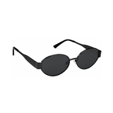 essntl Series Retro Oval Sunglasses For Women & Men - Matte Black Frame Grey Lenses