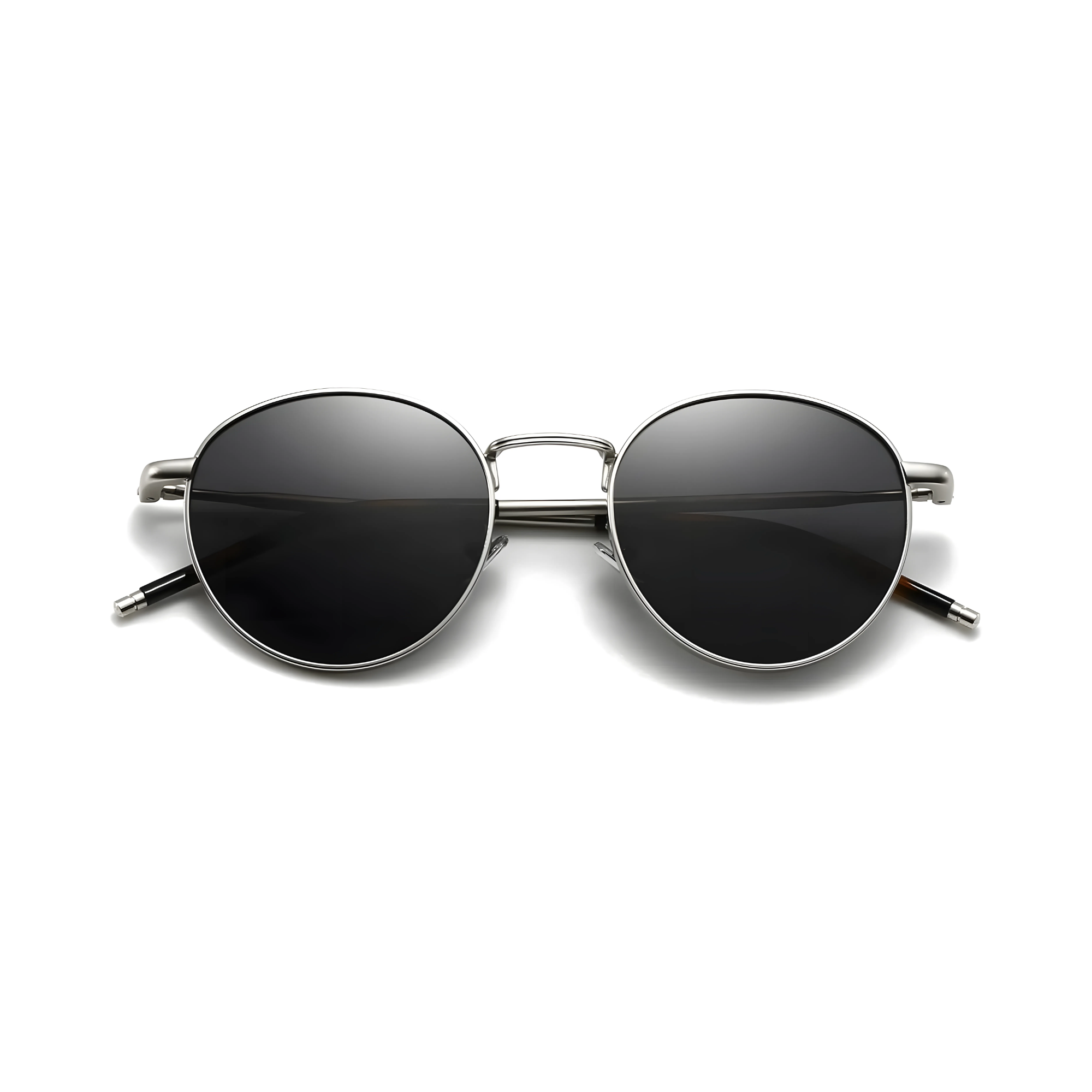 essntl series Vintage Round Sunglasses For Men & Women Silver Black