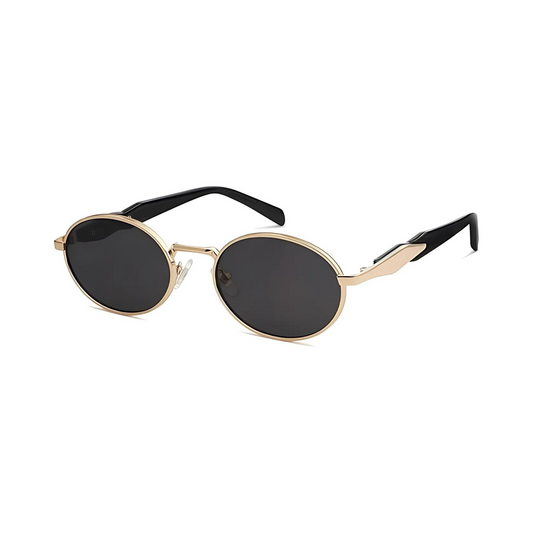 essntl Series Retro Oval Sunglasses For Men & Women - Golden Ash