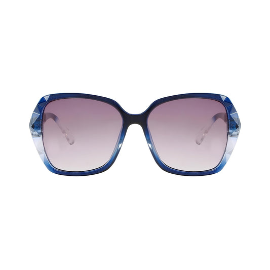 Royal Series Oval Oversized Sunglasses For Women - Blue