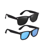 Klassic Series Polarized Wayfarer Sunglasses For Men & Women - (Grey & Blue Mirrored Lenses)