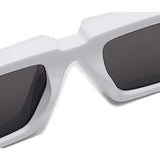 Futuristic Series Street Wear Y2K Rectangle Sunglasses - Luna Frost White