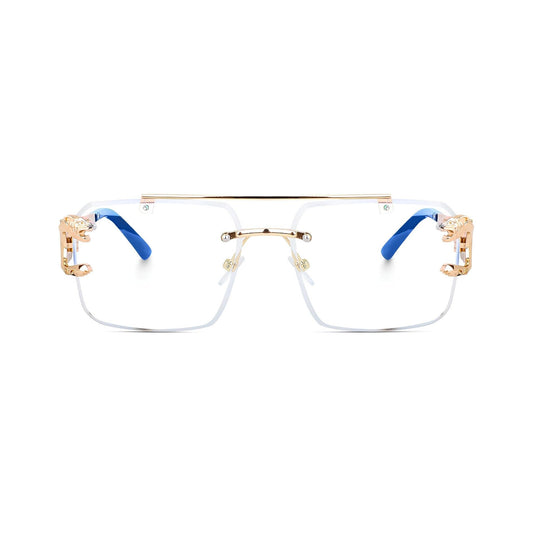 HautRim Series Rimless Square Unisex Computer Glasses (Zero Power)