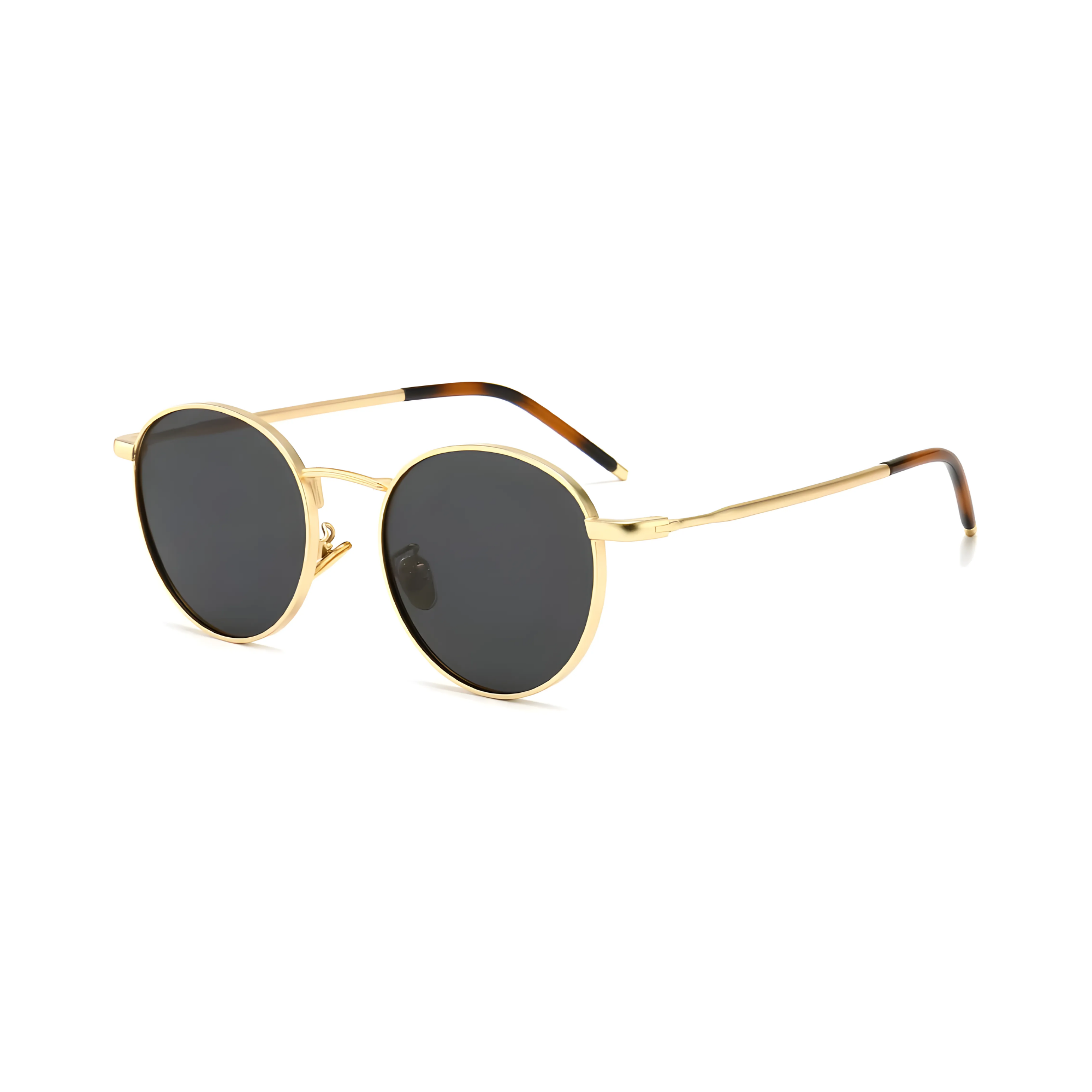 essntl series Vintage Round Sunglasses For Men & Women Gold Black