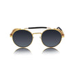DISC Series Steampunk Side Shield Round Sunglasses - Gold Black