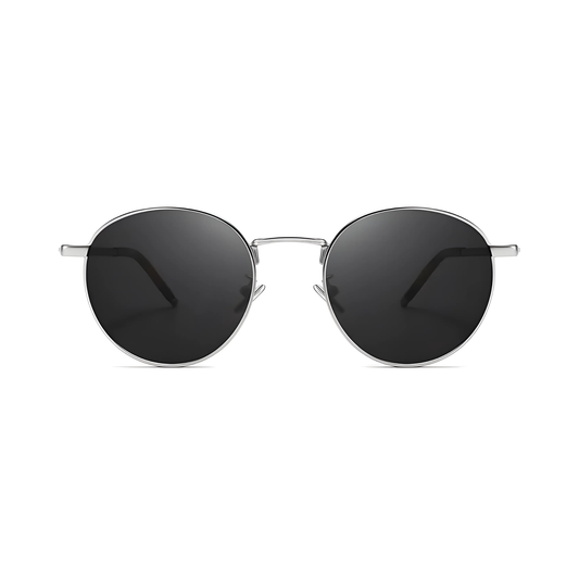 essntl series Vintage Round Sunglasses For Men & Women Silver Black