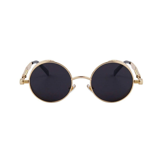 DISC Series Round Steampunk Sunglasses - Gold Black