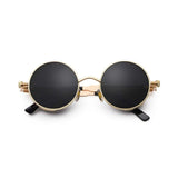 DISC Series Round Steampunk Sunglasses - Gold Black