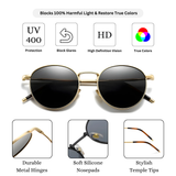 essntl series Vintage Round Sunglasses For Men & Women Gold Black