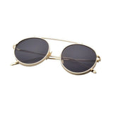 DISC Series Metal Frame Round Sunglasses - Gold Black