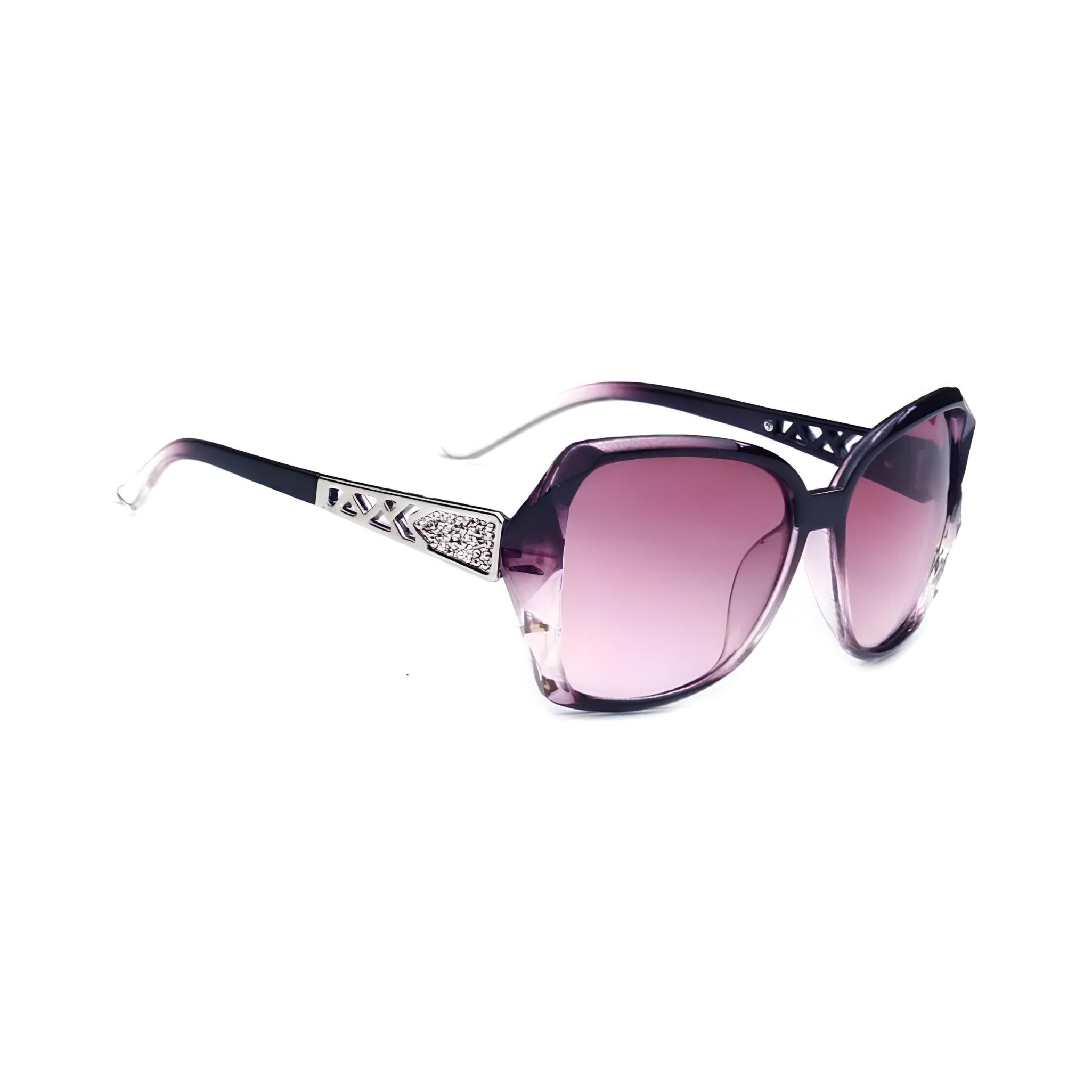 Royal Series Oval Oversized Sunglasses For Women - Purple