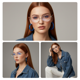 essntl series Retro Vintage 90s Oval Computer Glasses For Men & Women - Transparent